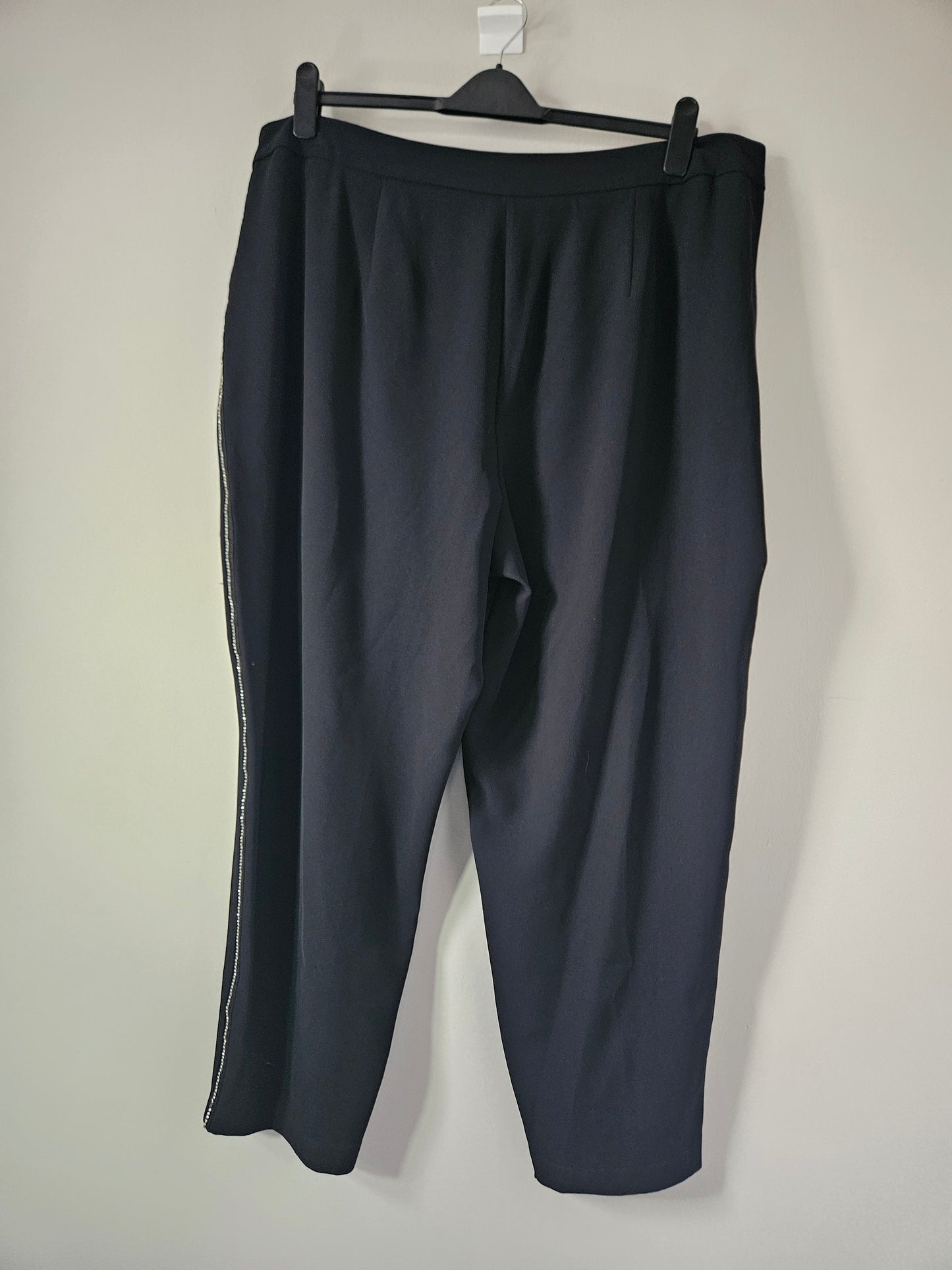 Tu Black Diamonte Side-Stripe Trousers – Size 22