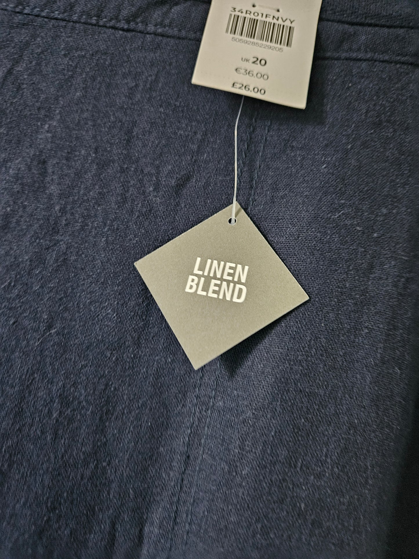 Evans Navy Linen Blend Trousers – Size 20