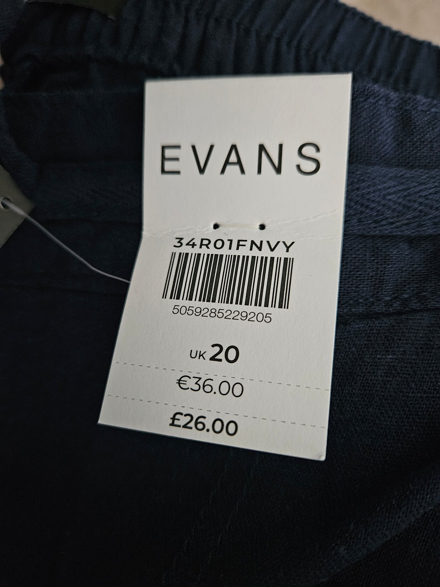 Evans Navy Linen Blend Trousers – Size 20