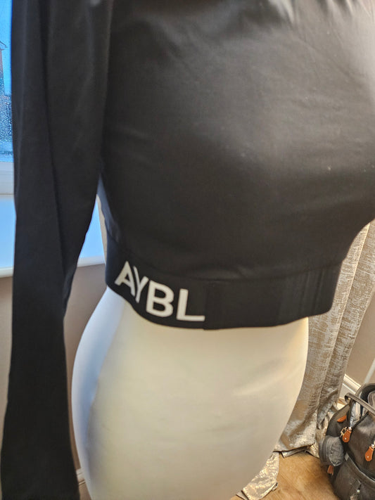 AYBL Long Sleeve Sports Crop Top – Black – Size L