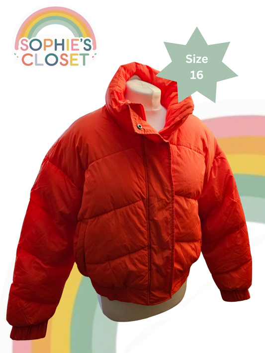 ASOS Orange Puffer Coat – Size 16